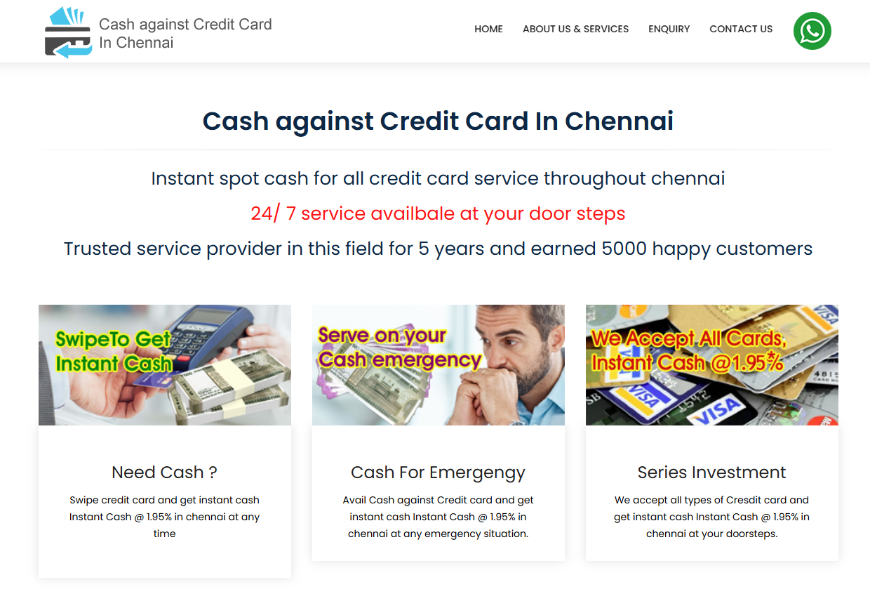 Credit Card To Cash Chennai – Financial Services Website Design & Digital Branding — screenshot 1