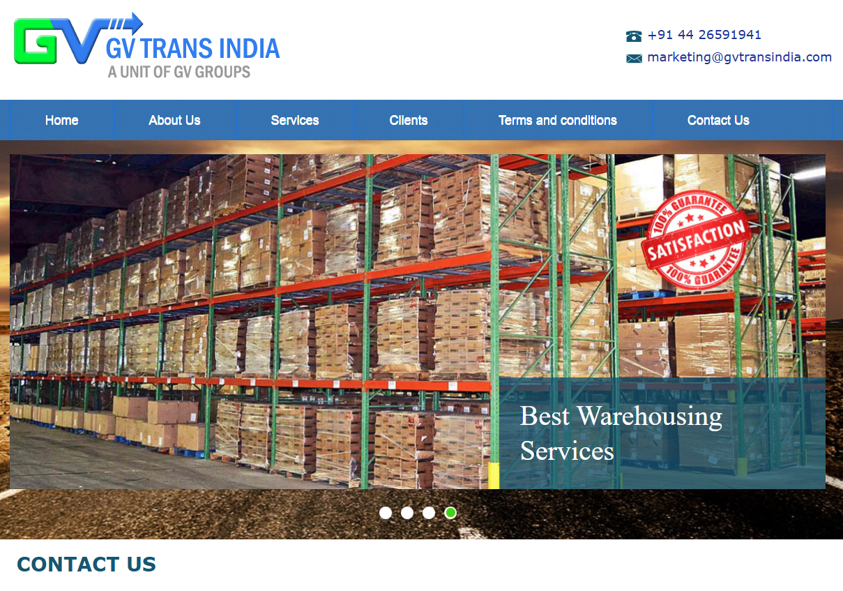 GV Trans India – Logistics & Transportation Website Development — screenshot 3