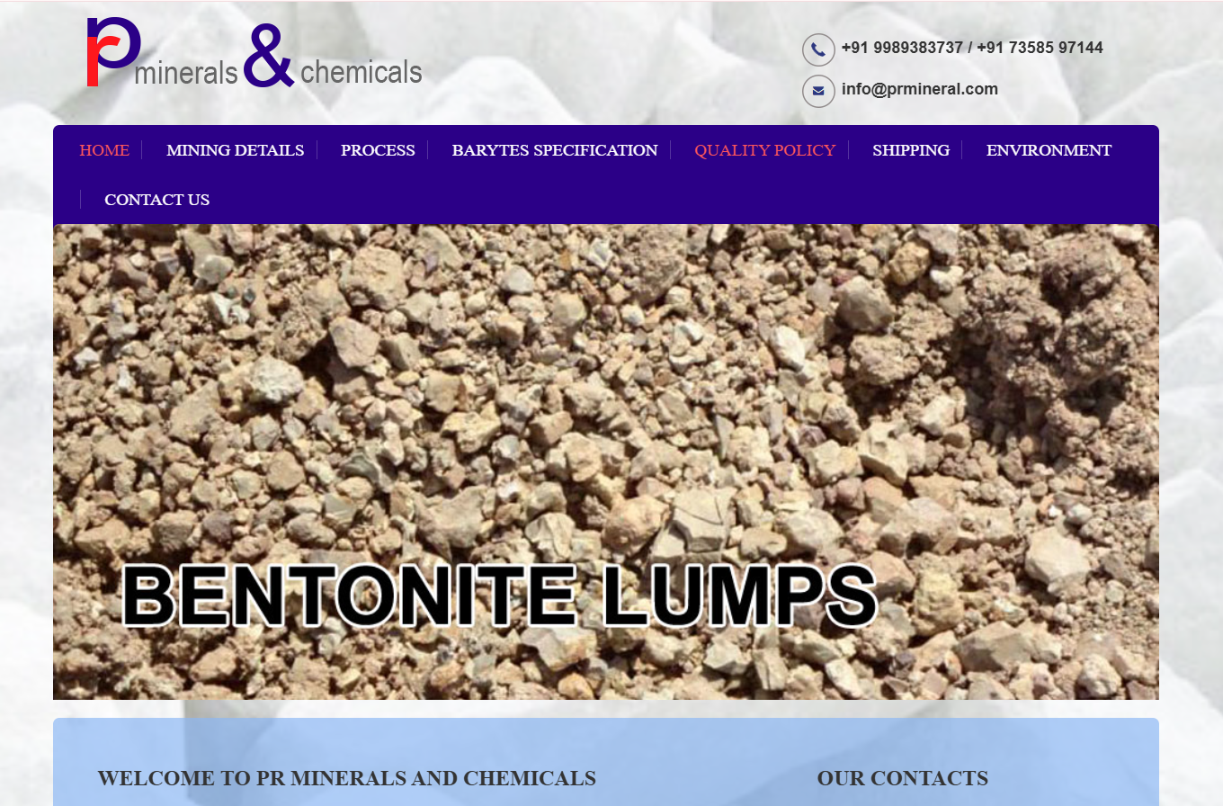 PR Minerals and Chemicals – Industrial Minerals Website & Digital Branding — screenshot 3