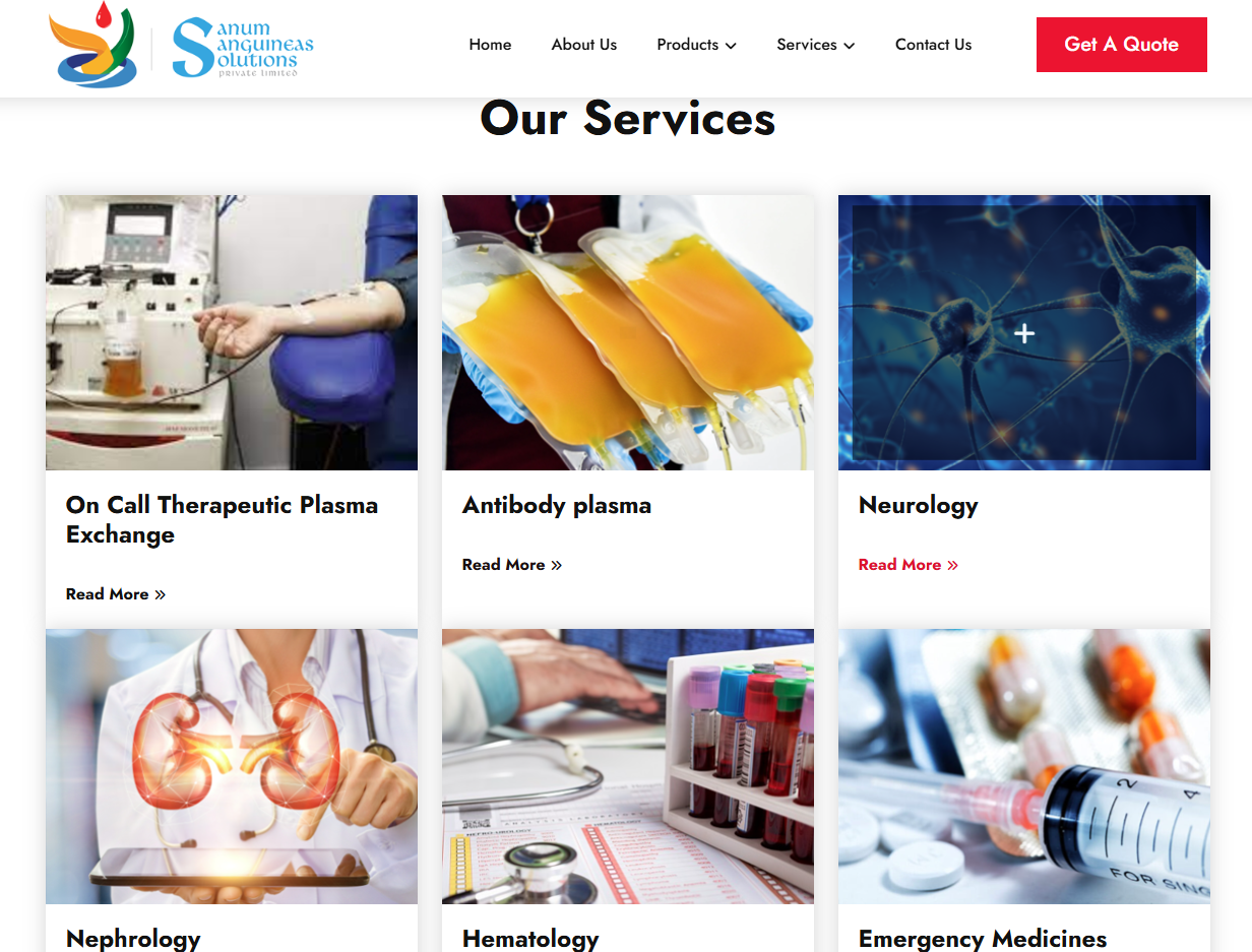 Sanum – Pharmaceutical & Plasma Healthcare Website Development — screenshot 1