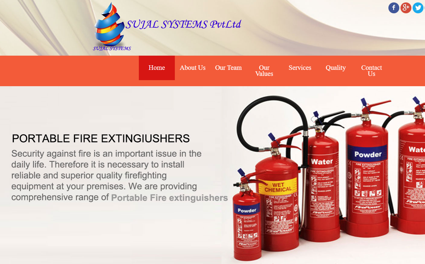 Sujal Systems – Fire Protection & Safety Engineering Website — screenshot 1