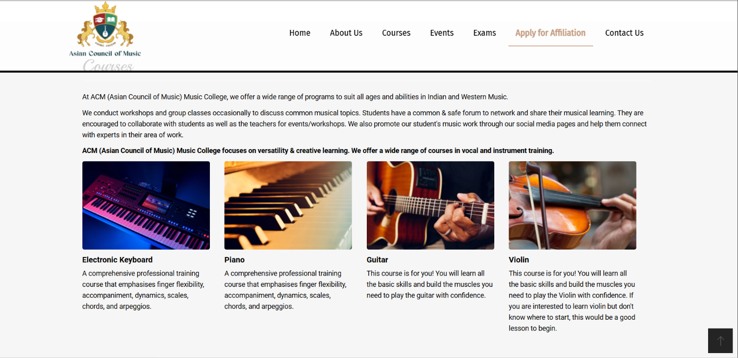 Professional Music Education & Training Website — screenshot 2