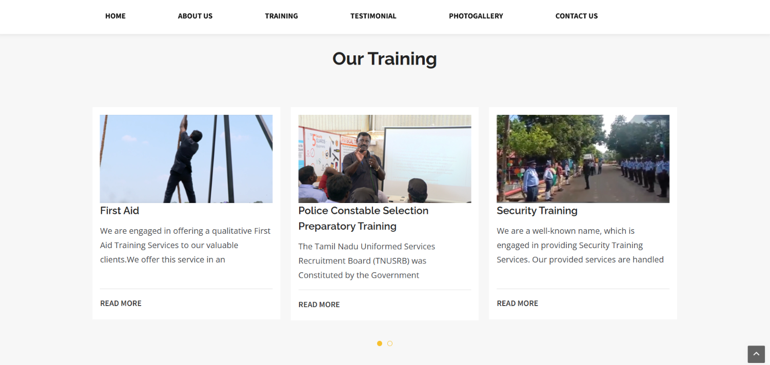 Security & Safety Training Institute portfolio Website — screenshot 3