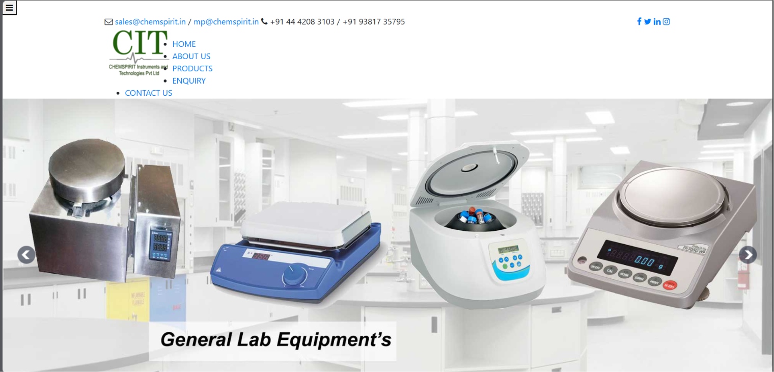 Scientific Equipment Business Website — screenshot 1