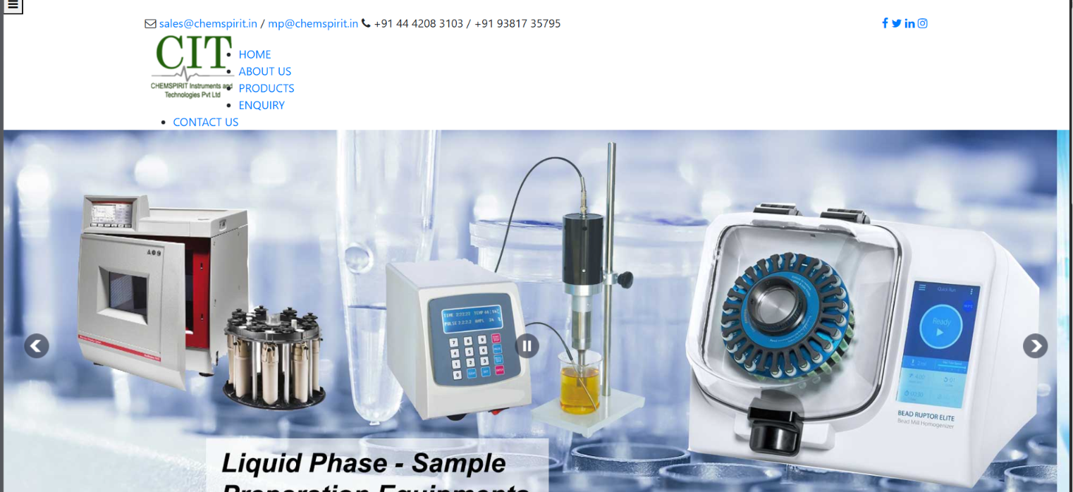 Scientific Equipment Business Website — screenshot 2