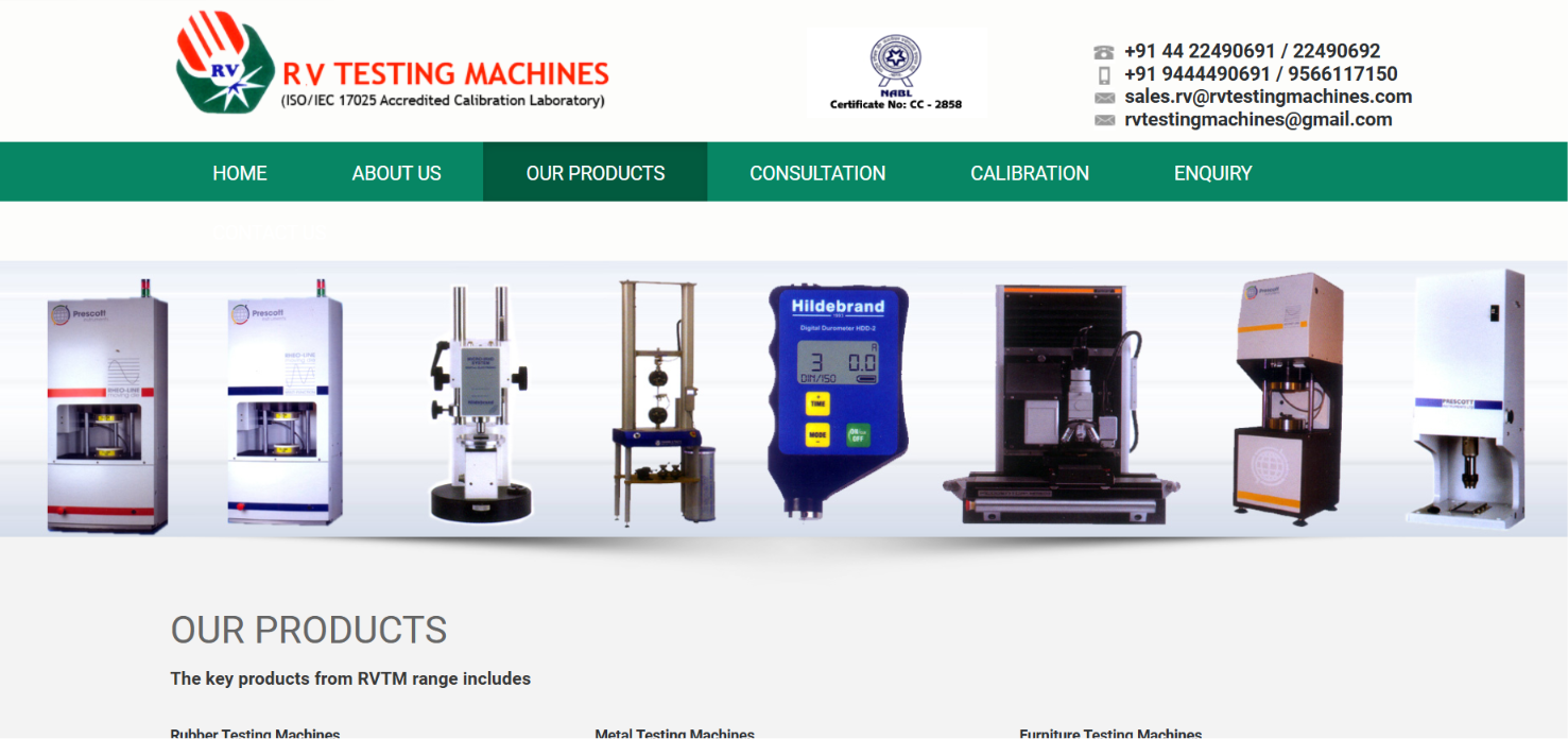 Material Testing Equipment Website Development — screenshot 3