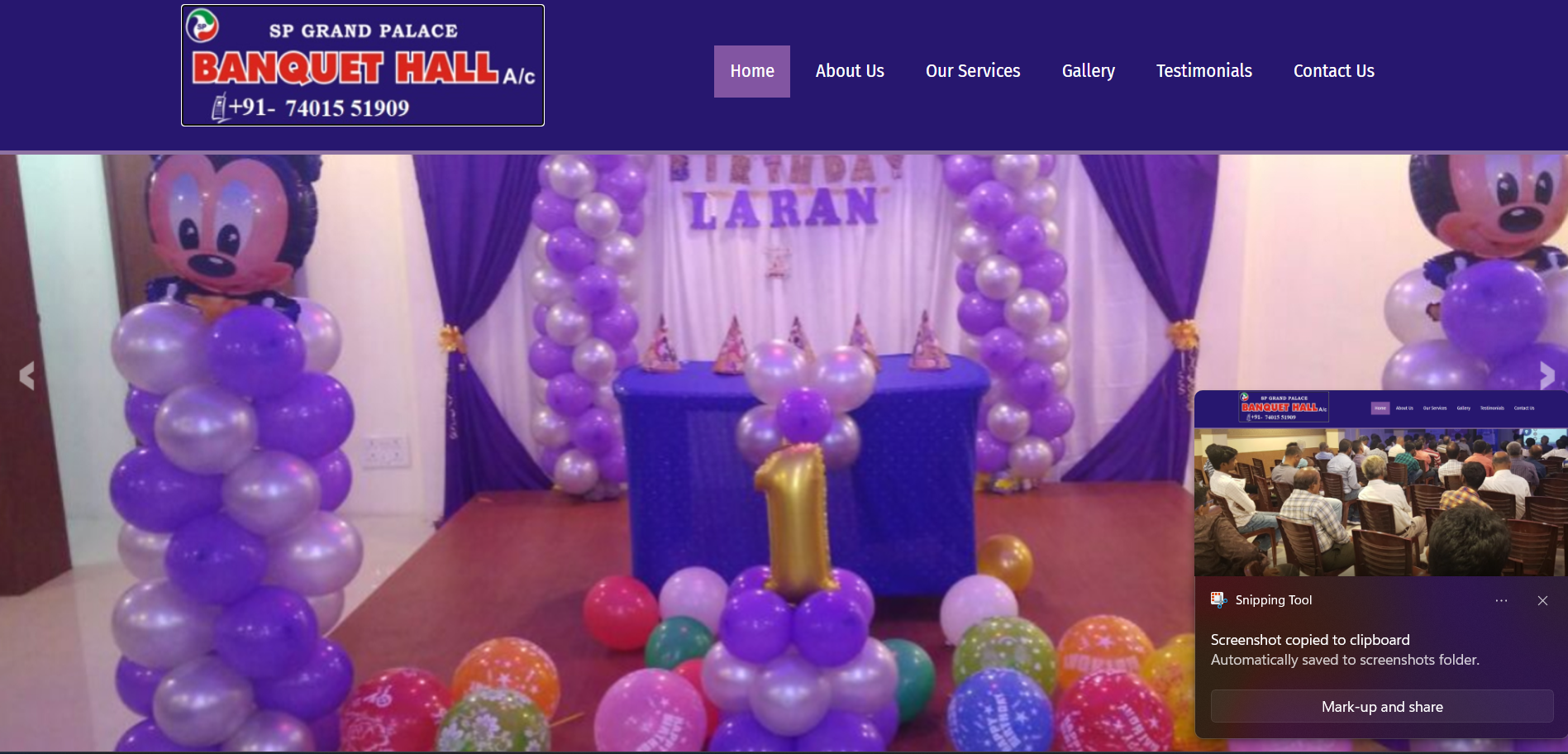 Banquet Hall & Event Venue Website Development — screenshot 2