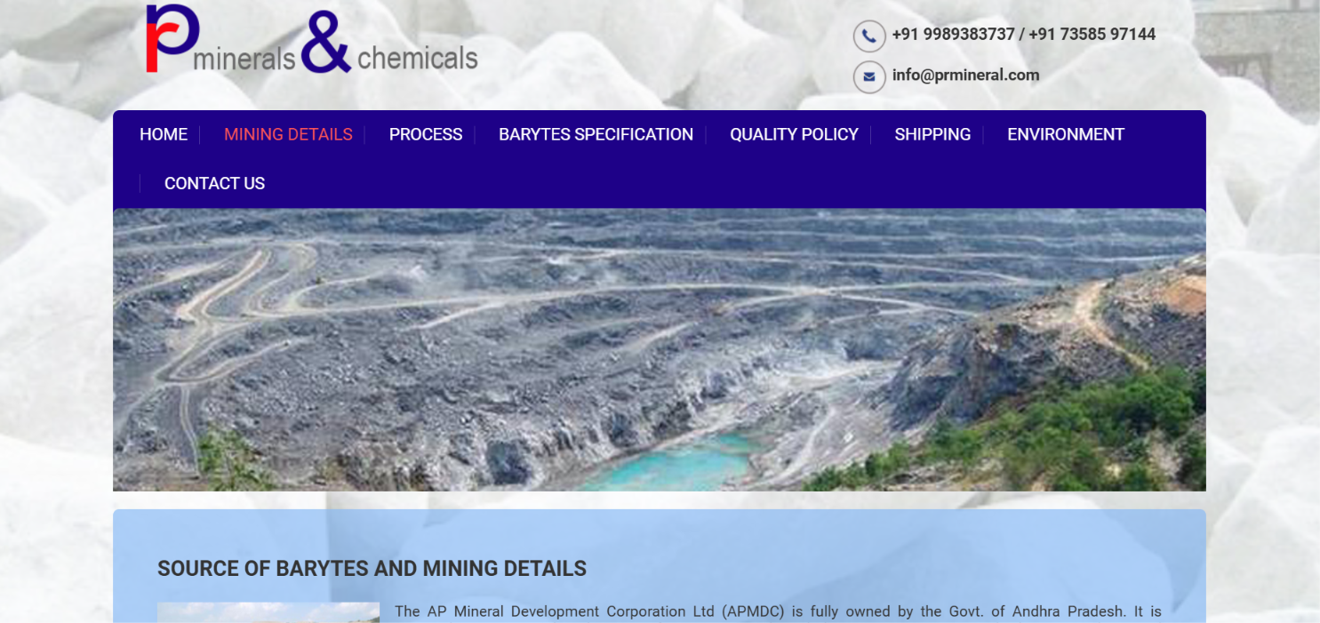 Industrial Minerals Manufacturing Website Development — screenshot 1